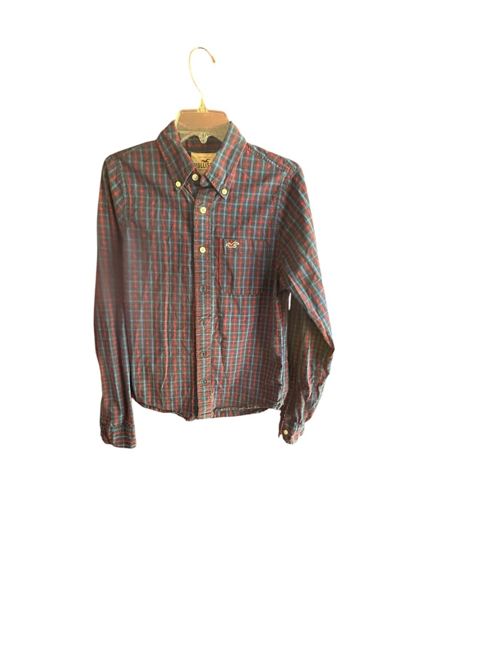 Hollister Men's plaid long sleeved button down shirt Size M